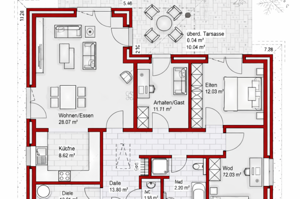 Grundriss 102qm bungalow